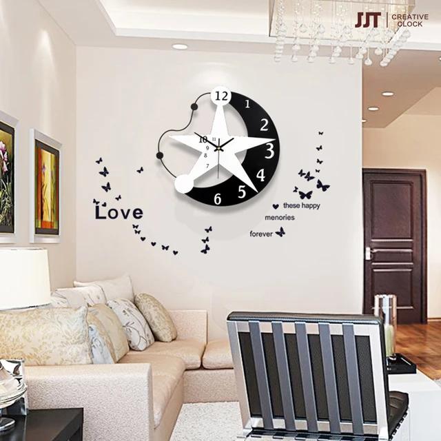moderne wohnzimmeruhr, handwerk kunst dekoration kreative persönlichkeit mond uhr mode, Design ideen