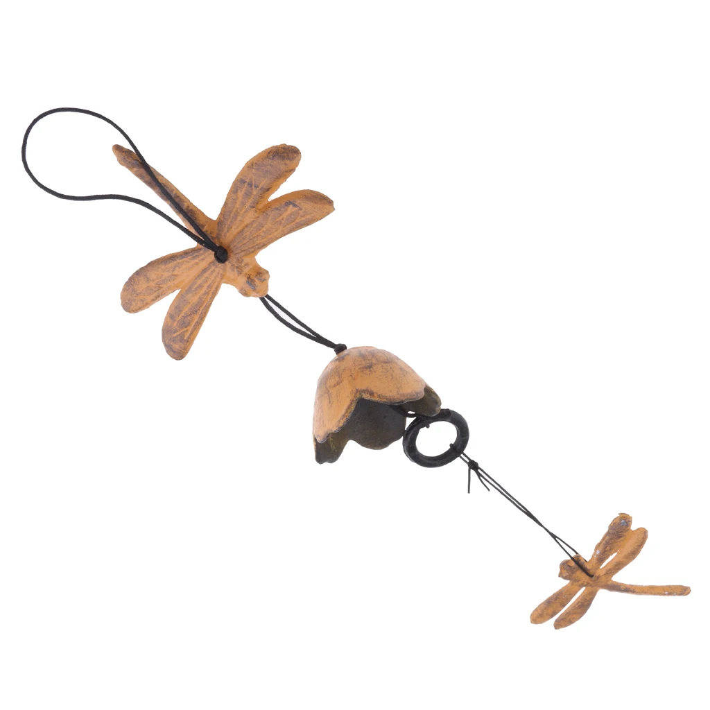Handmade Wind Chime Pendant Balcony Decoration Creative Japanese Cast Iron Windchime Garden Wind Chime Dragon flyBell Yellow