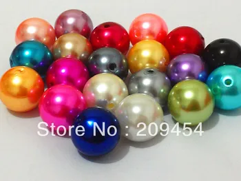 

Wholesale 20mm 100pcs/lot Mixed Color Chunky Round Imitation Pearl Acrylic Beads For Kids Jewelry Making