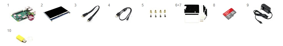 Raspberry Pi 3 Model B+, Development Kit, 7inch HDMI LCD(C), Bicolor case, 16GB Micro SD card, Power Adapter