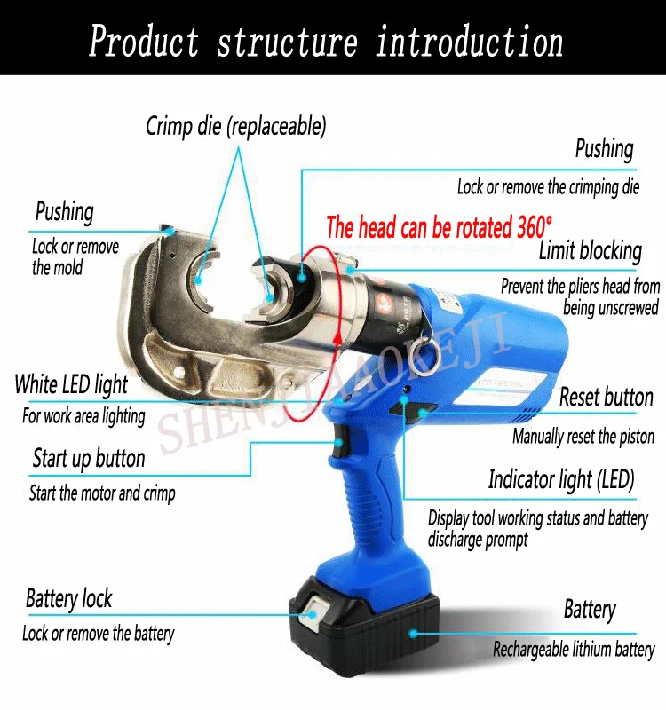 1 шт. HL-400 перезаряжаемые гидравлические плоскогубцы Электрический гидравлический обжимной инструмент на батарейках проволочная обжимка 18