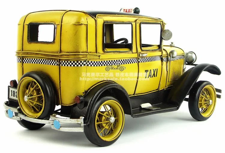 Античная классическая модель автомобиля такси ретро Винтаж кованого металла ремесла для дома/паб/кафе украшения или подарок на день рождения