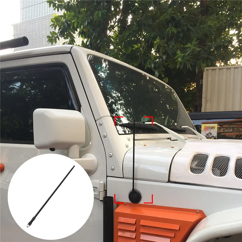 

13" AM FM Signal Antenna Radio Amplifier Aerial Mast For Jeep Wrangler JK 2007-2015 Car Metal Antenna Whip Reception 8mm Bolt