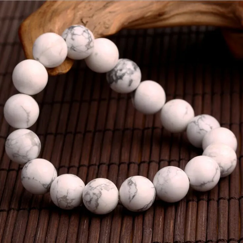 Горячая модные ювелирные изделия 10 мм натуральный белый Очаровательные каменные бусины браслеты