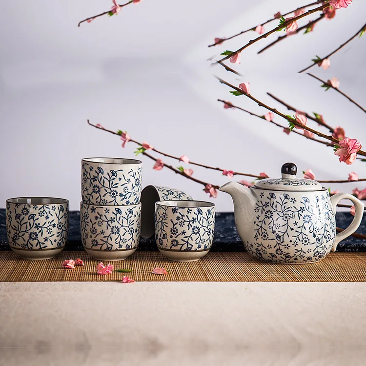Yamada, японский стиль, ручная роспись, под глазурью, Набор цветных чайников с одним горшком и пятью чашками, чайный набор на День Благодарения