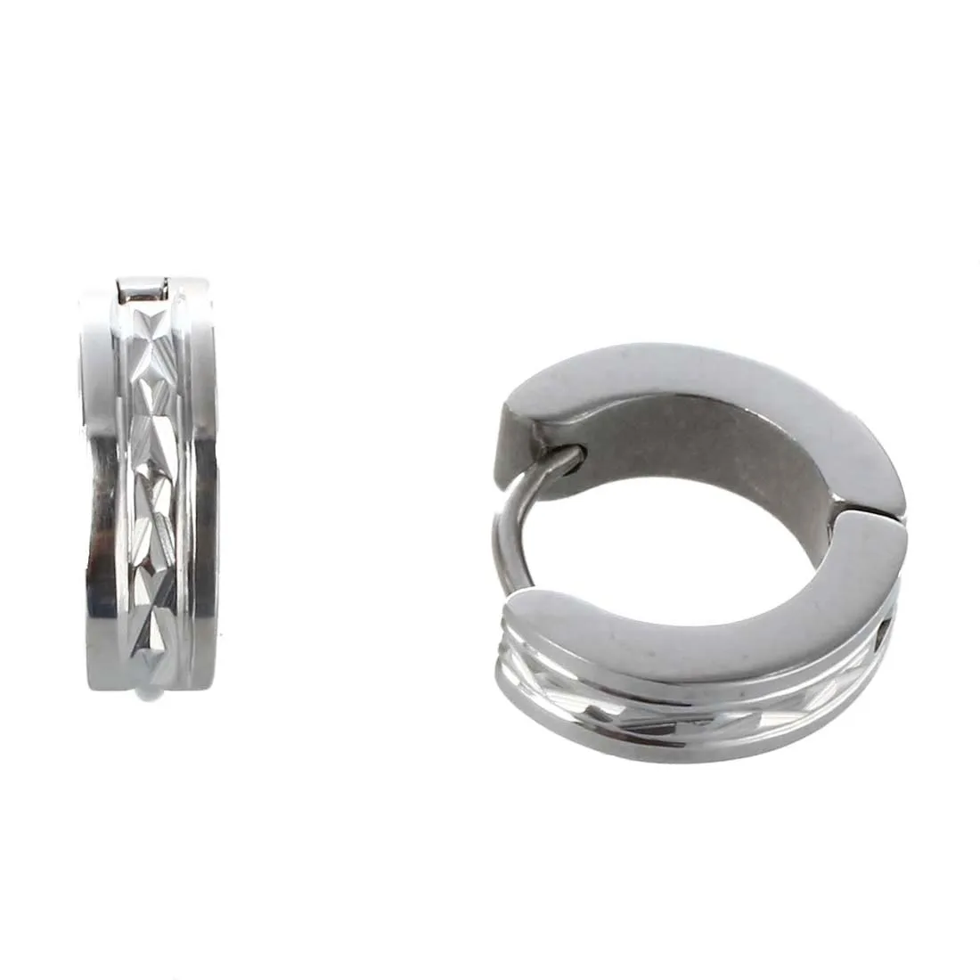

Pair Silver Tone Stainless Steel Round Circle Hoop Huggie Clip-on Earrings CHIC