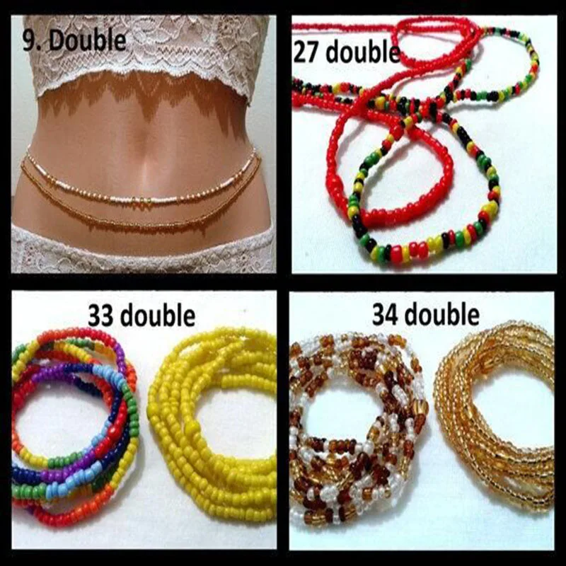 

Bohemia Double Strand Bead Belly Chains for Women Body chain Jewelry 2019 Fashion Elastic Waist Chain Summer Beach Waistband