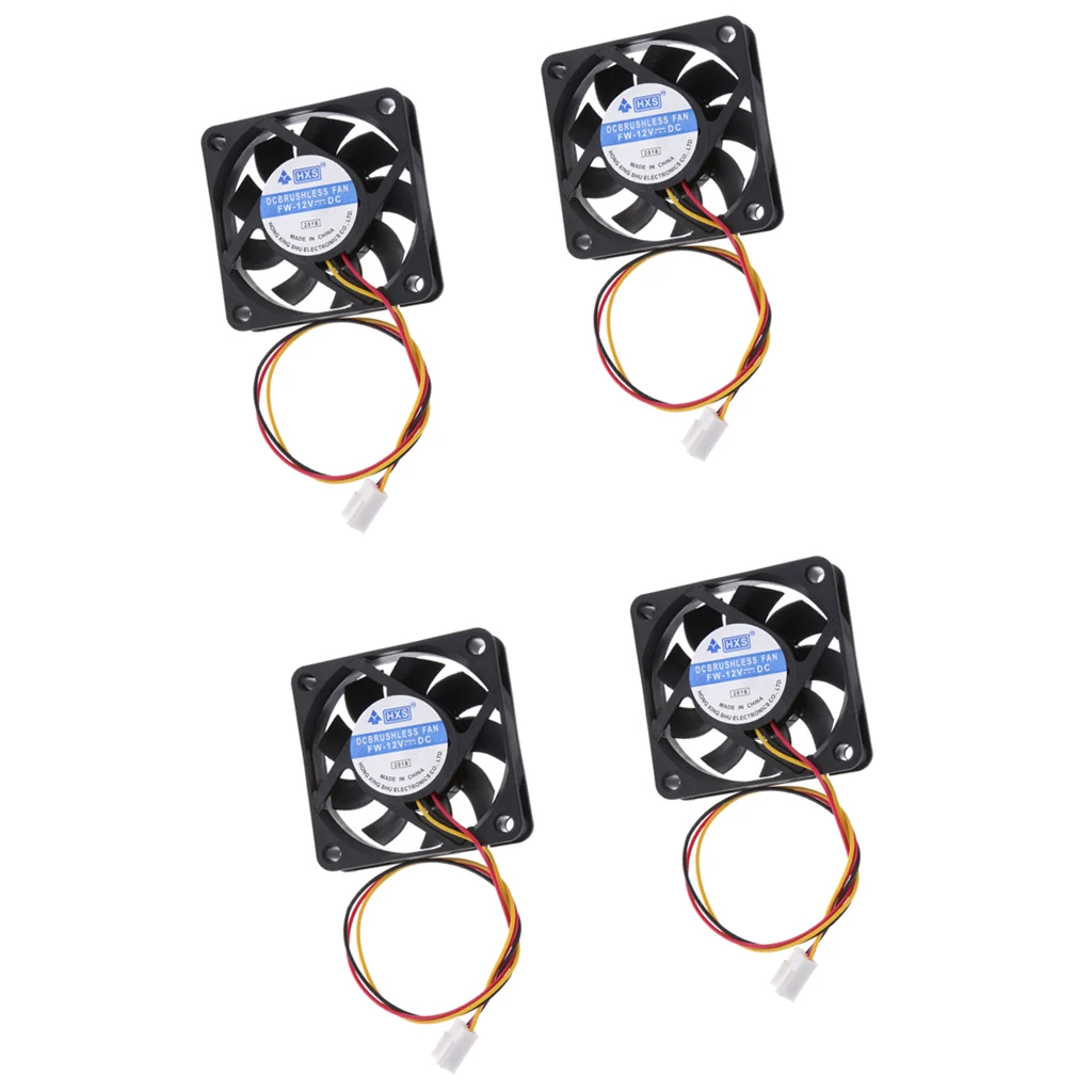 Dovewill 4pieces 12V 3Pin 60mm Mini 6cm Fan Silent Computer Cooler Cooling Fan PC