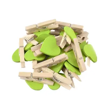 

Affordable Mini Love Heart Shape Wooden Clips Message Photo Holder Album Card Paper Pegs Decor Photography - Green 20 Pcs