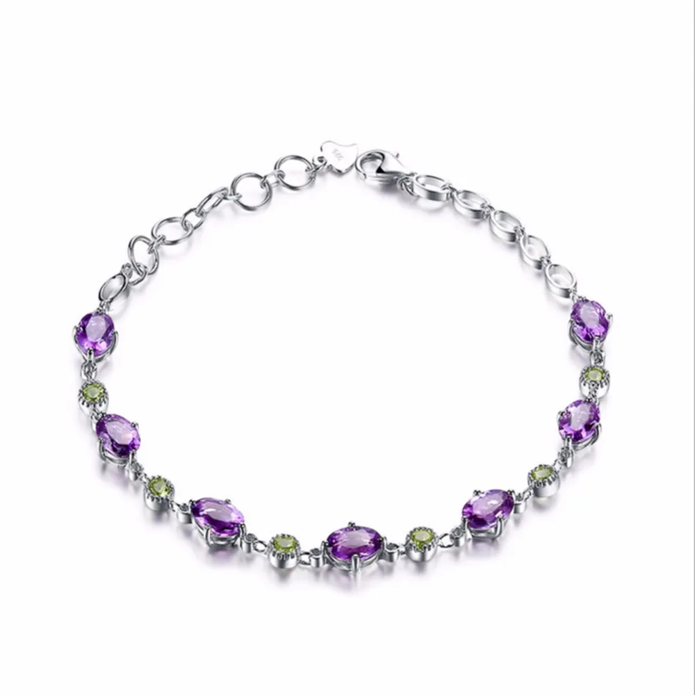 

GEEZII Adjustable Charm Bracelets & Bangles With purple Cubic Zirconia Silver Color For Woman Jewelry Gift high qaulity