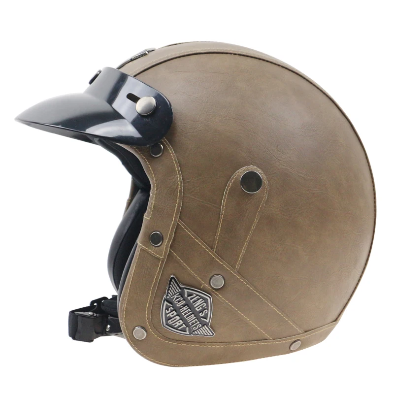 Retro Style 3/4 motorcycle helmet leather coverd novelty bike helmet