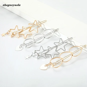 

Korean Fashion Personality Student Cute Girl Heart Five-pointed Star Love Word Clip Bangs Clip Side Clip Hair Accessories Gold