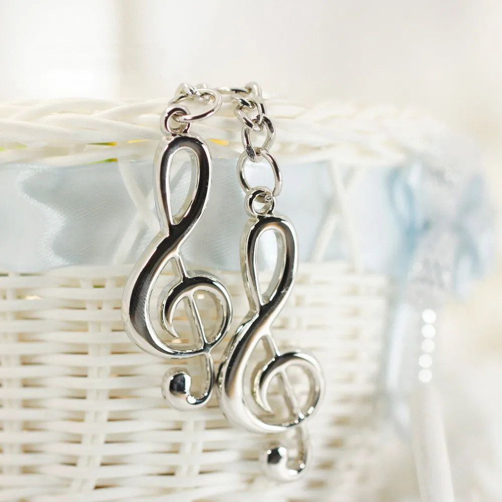 

2Pcs Stainless Steel Metal Treble Clef Musical Symbol Key Ring Key Chain Gift