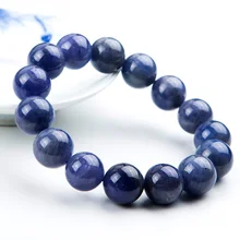 Натуральная натуральный Танзанит синий драгоценный камень 14 мм браслет с круглыми бусинами стрейч бусины для женщин Человек с украшением в виде кристаллов вечерние AAAAA