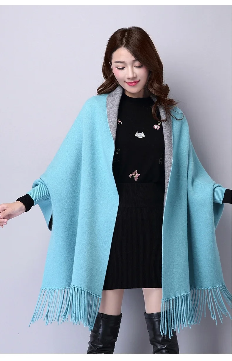Outono Inverno Batwing Manga Malhas Cardigan Mulheres