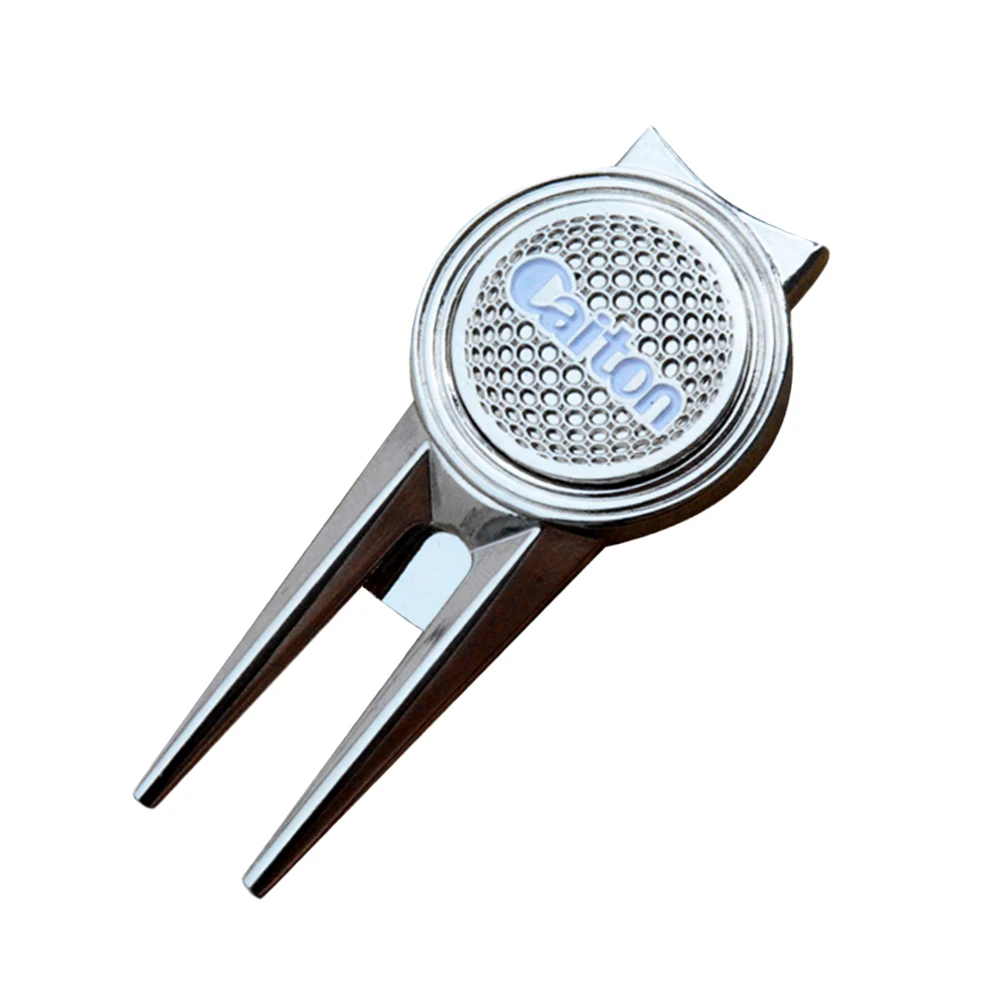 2 шт гольф инструмент для углубления портативный положить зеленый Divot вилка с магнитный маркер мяча(серебро