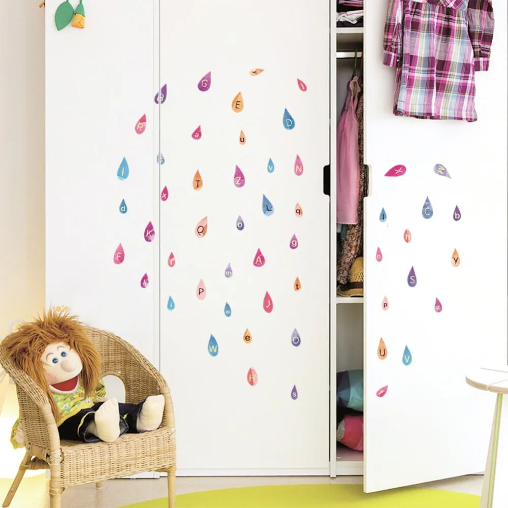 Water Droplets Alphabet Wall Stickers A To Z 26 English Letters Wall Art Decal For Kids Room Classroom PVC DIY Home Decoration Water Droplets Alphabet Wall Stickers A To Z 26 English Letters Wall Art Decal For Kids Room Classroom PVC DIY Home Decoration