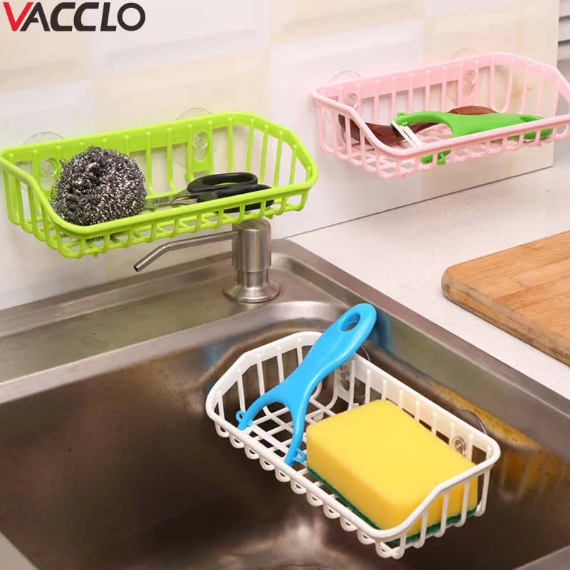 Vacclo مزدوجة مصاصة استنزاف رف المطبخ اكسسوارات المطبخ حامل تخزين الرف مستحضرات التجميل المنظم الحمام اكسسوارات