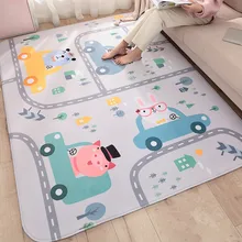 Ковер с изображением животных из мультфильма, украшение в гостиную, высокое качество, замша, детская спальня, коврик для ползания, нескользящий коврик