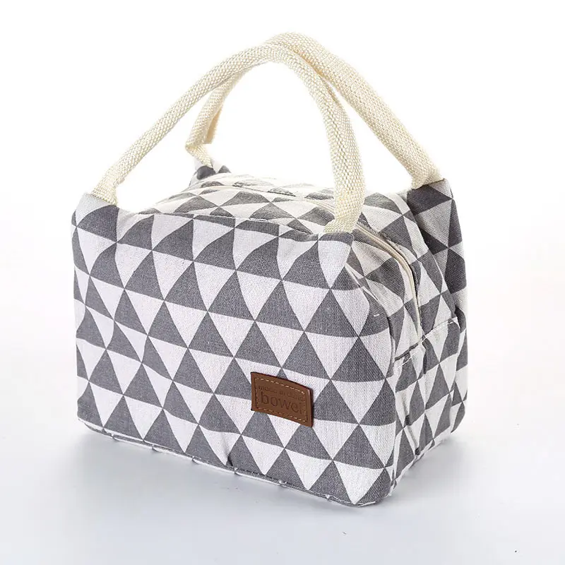 Переносная сумка для пикника на открытом воздухе Кемпинг Туризм узор Геометрическая Печать красочный треугольник тепловой Ланч-бокс еда изолированная сумка-холодильник - Цвет: Серый