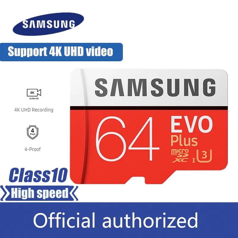 Оригинальный samsung micro sd карта памяти 64GB max100MB/S класс 10 SDXC U3 4K tarjeta TF флэш-карта для