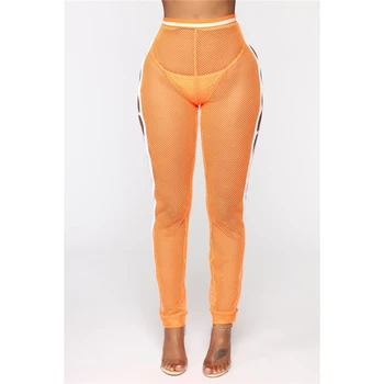 

New Fashion Women's High Waist Hollow Out Pants Mesh Sheer Bikini Cover Up Ladies Sexy Long Pants Beach Party Wear Summer S-XL