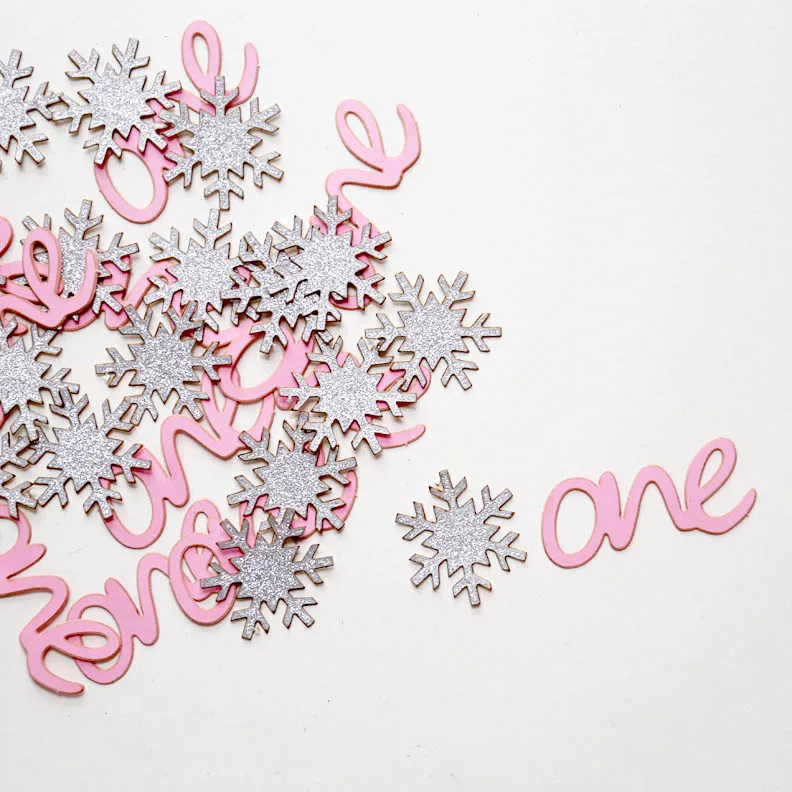 Fiocco Di Neve Di Un Confetti Primo Compleanno Confetti Inverno Decorazioni Da Tavola Rosa E Argento Decorazione Aliexpress