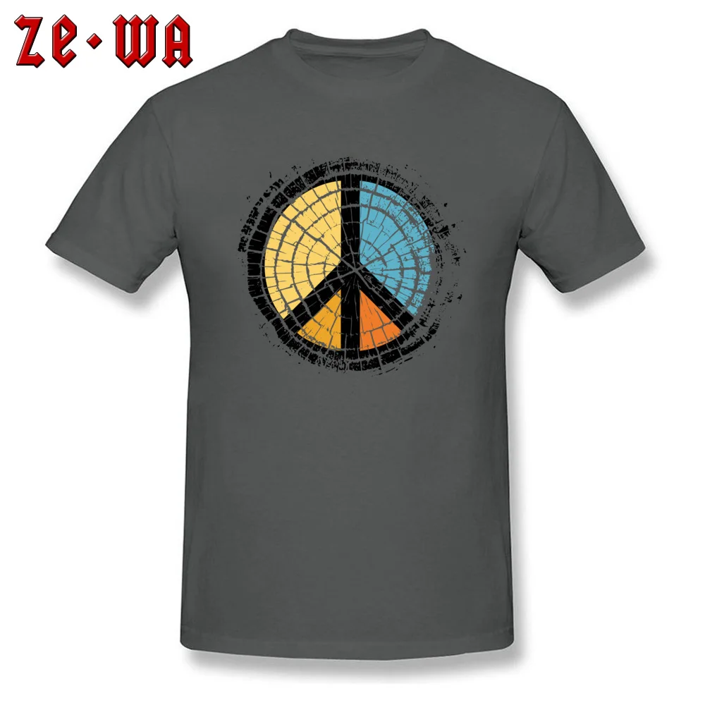 Colored wooden peace symbol Tops Shirt Summer Autumn Crew Neck 100% Cotton Male Top T-shirts Hip hop Clothing Shirt 2018 Fashion Colored wooden peace symbol carbon