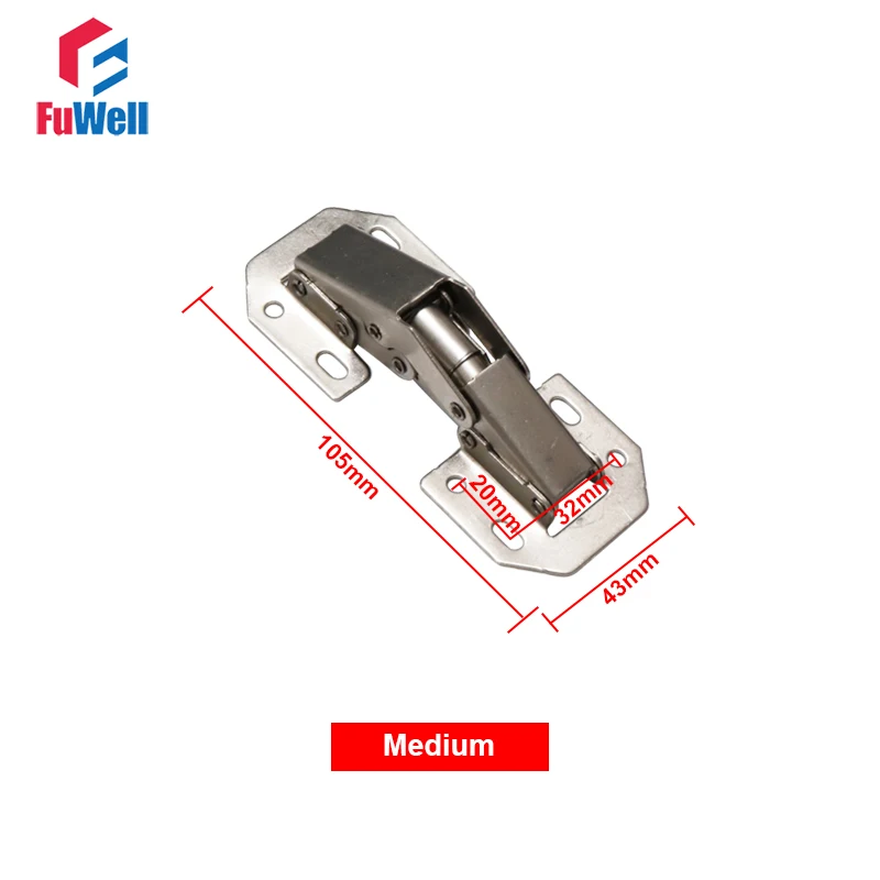 Шарнир гидравлического шкафа без сверления отверстия в форме моста пружинный мебельный шарнир 3/4/4,5 дюймов дверная петля для мебельного шкафа - Цвет: Medium