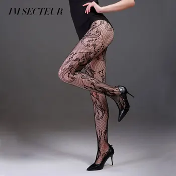 

IM SECTEUR Fish Net Stockings Pantyhose Women High Waisted Fishnet Tights Sexy Hollow Out Totem Medias De Mujer Lingerie Tights
