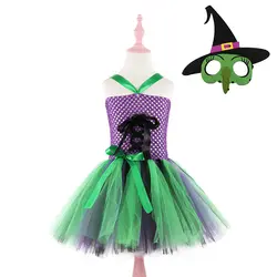 Хэллоуин ведьмы косплей костюм для девочек Дети День рождения Необычные Вечерние наряды Карнавальная Фантазия Наряд принцессы