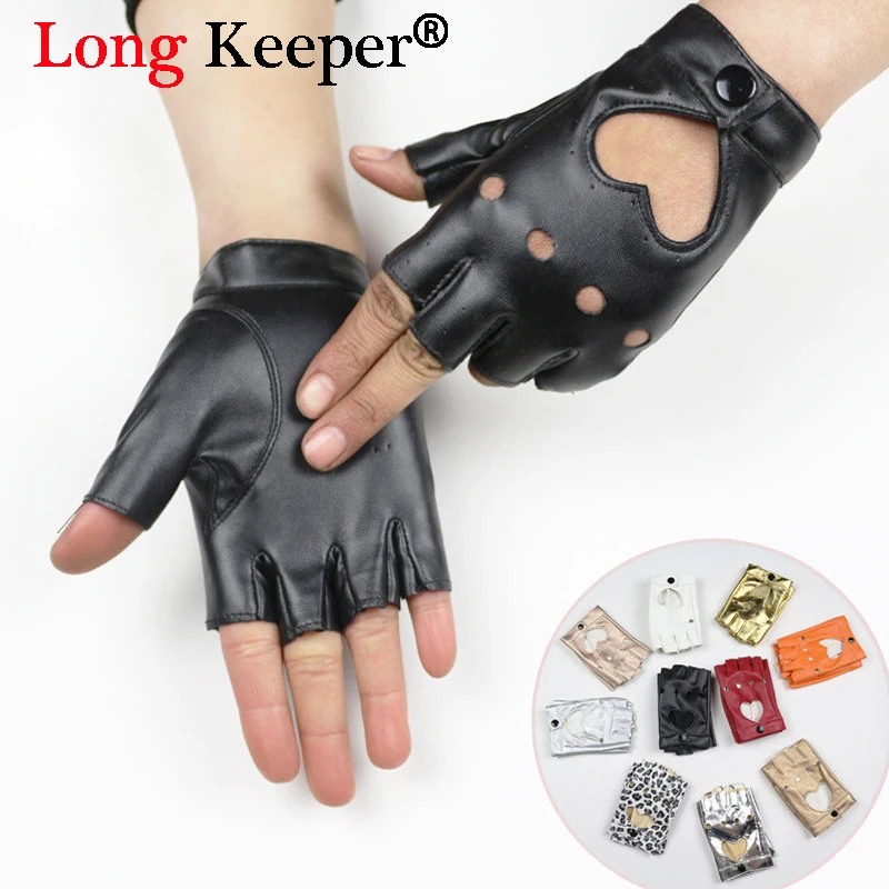 

Long Keeper Women's Dancing Gloves High Quality Leather Semi-Finger Fitness Gloves Party Show Luvas Breathable guantes mujer