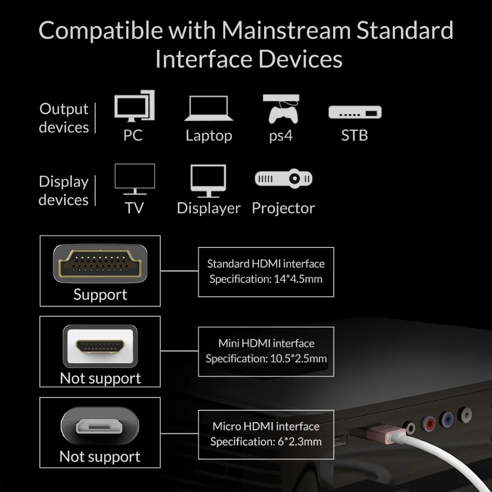 Кабель ORICO HDMI 2 0 4K 60 Гц кабель к / Micro для разветвителя ТВ ЖК ноутбука PS3 проектора