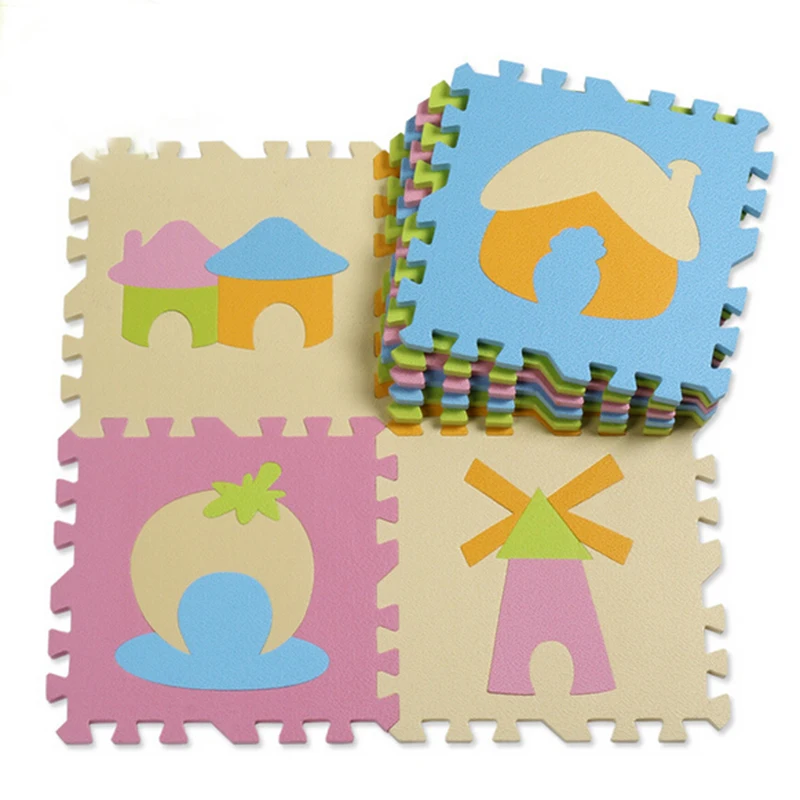 

1.4cm thick 9pcs/set Eva Foam Baby Puzzle Play Mats, Bedroom Soft Floor Children Crawling Rug Kid Toy Activity Gym Carpet 412