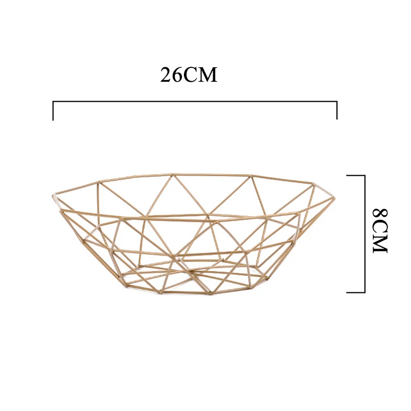 Скандинавский стиль железная художественная корзина для хранения фруктов Домашний Органайзер чаша для овощей закуски конфеты кухонный стол обеденный инструмент для украшения - Цвет: Gold