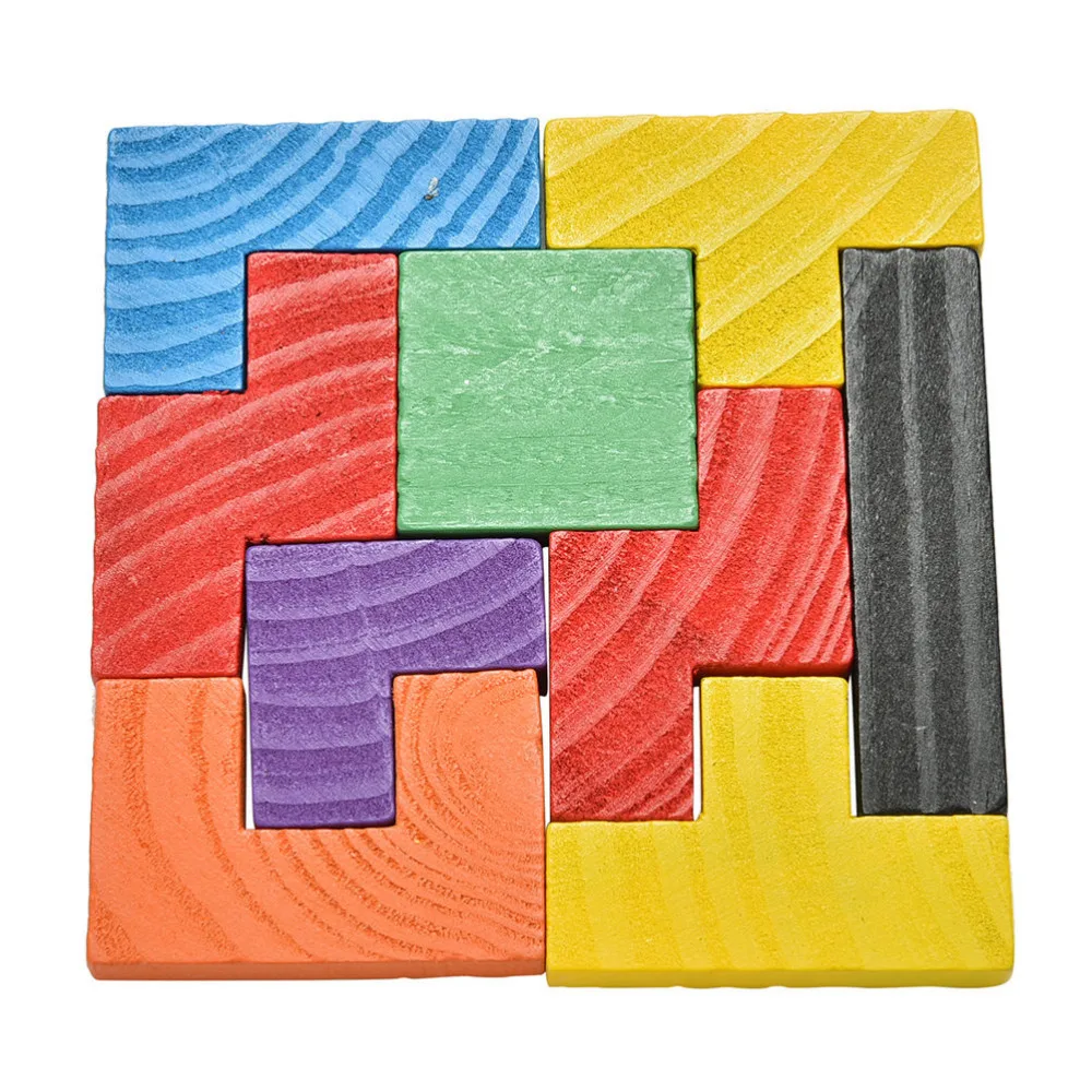 1PCS Funny Wooden Tangram Brain Teaser Puzzle Tetris Game Educational Baby Child Kid Toy for children