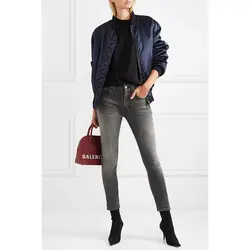Модные женские джинсовые узкие брюки с высокой талией, облегающие джинсы, женские серые длинные джинсы, Новинка
