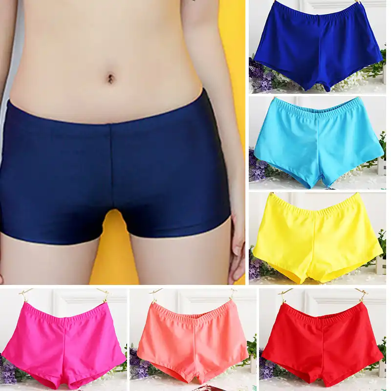 womens yellow swim shorts