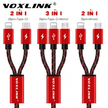 

VOXLINK USB Cable For iPhone X 8 8 7 7plus 8 plus,3 IN1 2 IN 1 USB Charging Data Cable For Samsung Huawei Xiaomi Android Phone