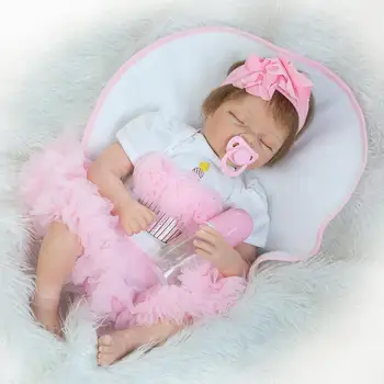 

22" 55cm reborn dolls soft silicone vinyl baby handmade realistic dolls bebe princess reborn bonecas doll for gift