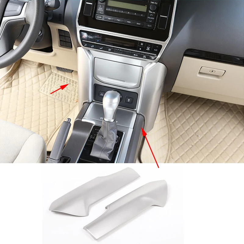

2pcs Car Matte Silver Center Console Decoration Panel Cover Trim For Toyota Land Cruiser Prado FJ150 FJ 150 150 2018