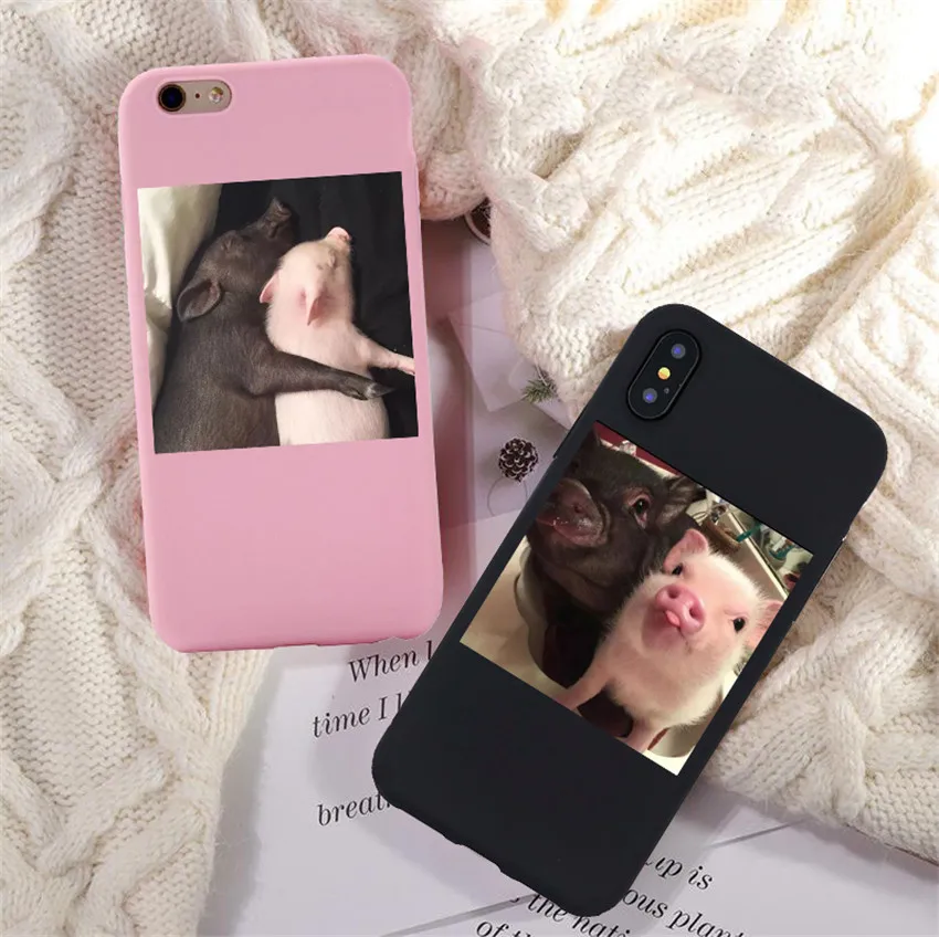 Cartoon Pig Phone Case For iPhone X 7 Plus XS 10 Cute pig Pink TPU Silicone Cover case For iPhone 6S 8 6 Plus XS Max Case