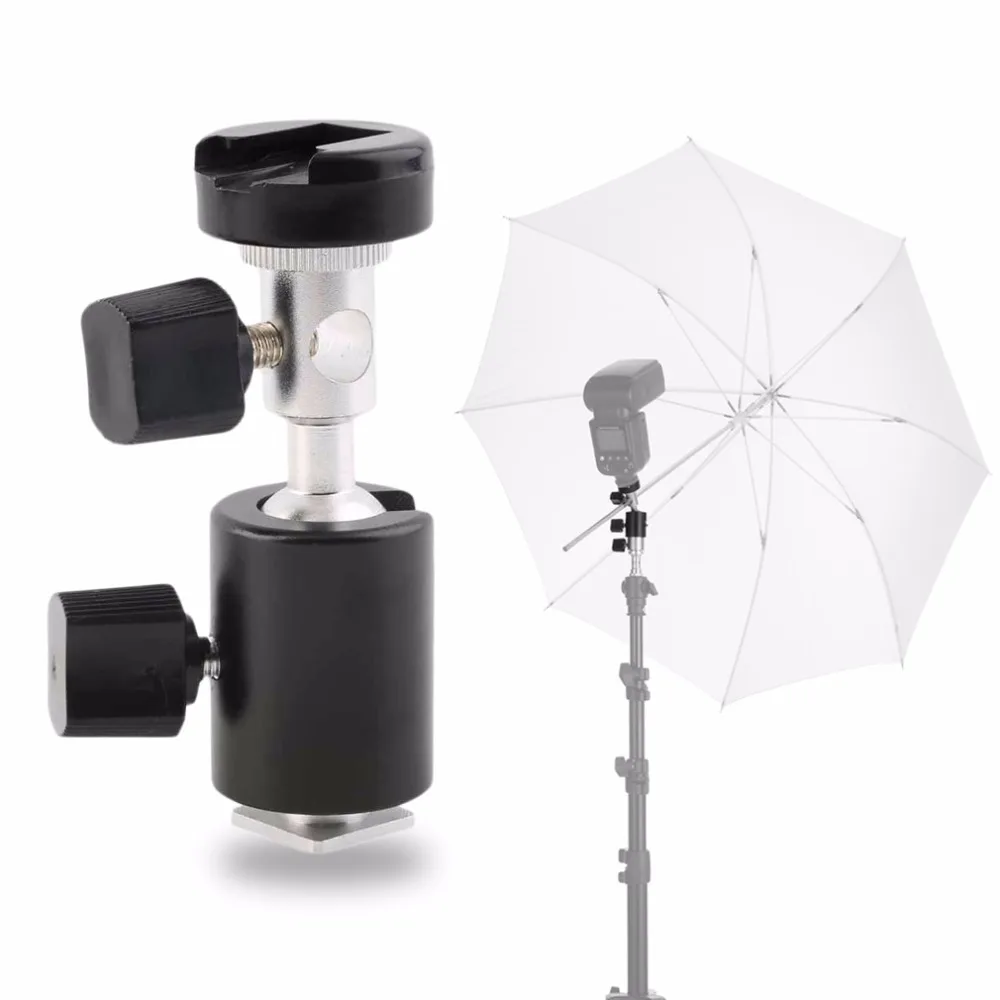 

Universal 360 Degree Camera Flash Hot Shoe Adapter Umbrella Holder Swivel Light Stand Bracket Type C Photography Accessory Black