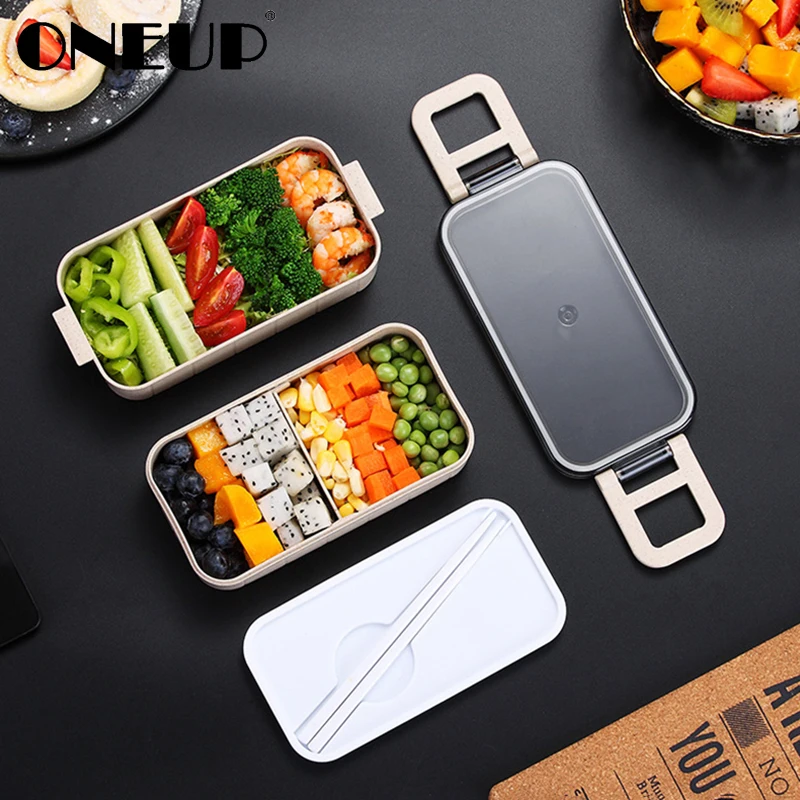 

ONEUP Meal Prep Multi-layer Portable Lunch Box Healthy Wheat Straw Picnic Bento Food Storage Container Student Camping Lunchbox