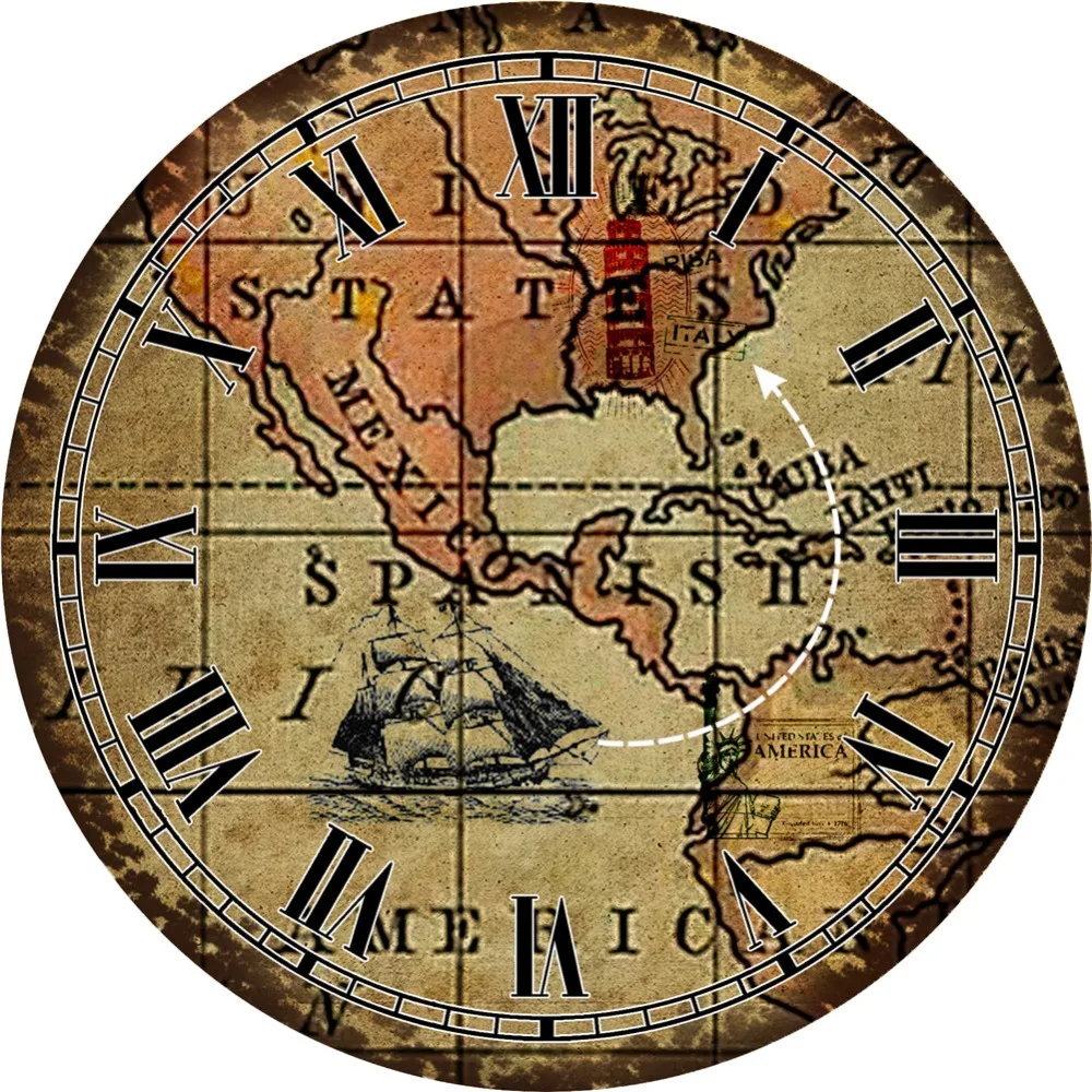 Billige Mode Vintage Weltkarte Wanduhr Schweigen Wohnzimmer Studie Küche Bad Room Home Wand Dekoration Kunst Uhren Große Uhr Keine sound