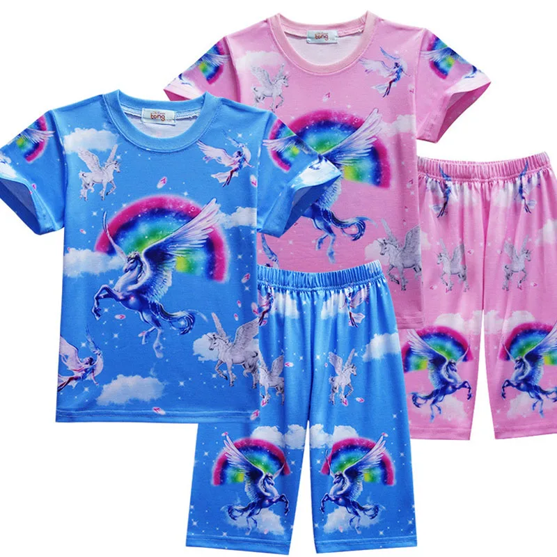 

Summer Kids Pajamas Girls Unicorn Pattern Clothes High Quality Children Pajamas Set