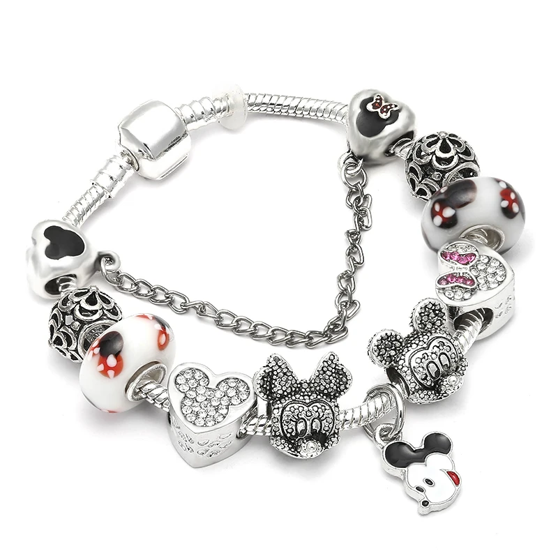 

Animal Mickey Mouse Charm Bracelets & Bangle For Women Fashion Original DIY Minnie Brand Bracelet for Women Jewelry Gift