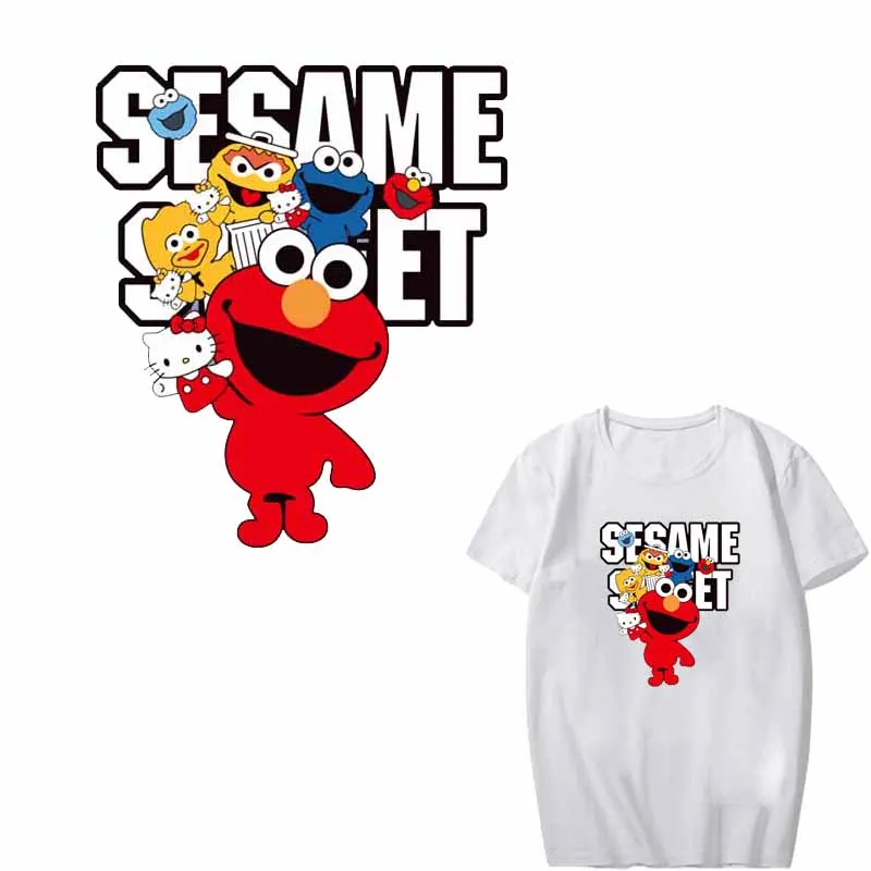 

Anime Sesame Street Patch COOKIE MONSTER ELMO Cartoon Heat Transfer Vinyl Ironing Stickers Patches for Kids Clothes Heat Press