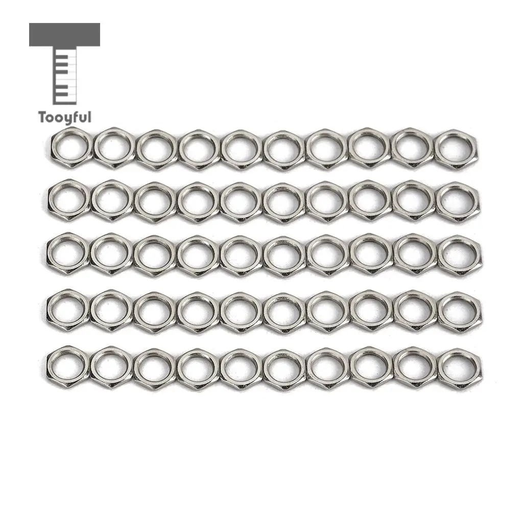 Tooyful 50 Pack Guitar Bass Jack Socket Nut Thin Nut for Guitar Parts Accessories 8mm Diameter