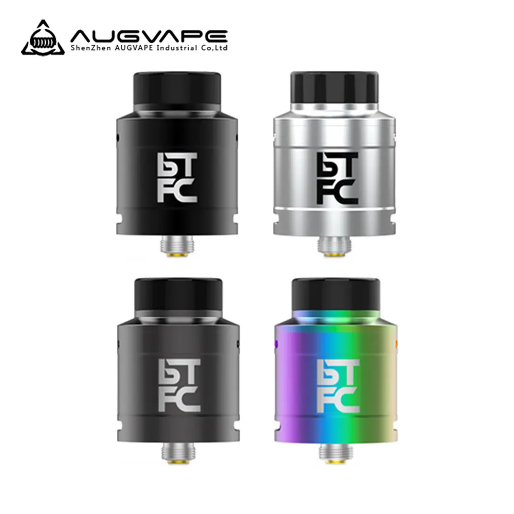 

100% Original AUGVAPE BTFC RDA Partial 25mm Diameter Top Bottom Double Airflow System Deep Juice Well 810 Delrin Drip Tip tank